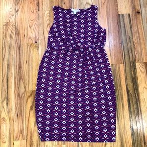 Maternity Geo red print sleeveless stretchy  midi dress M